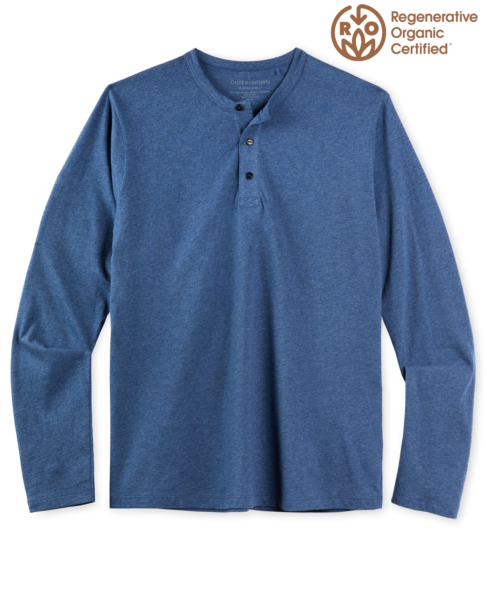 Men's Henley Collar Long Sleeve Cotton T Shirt