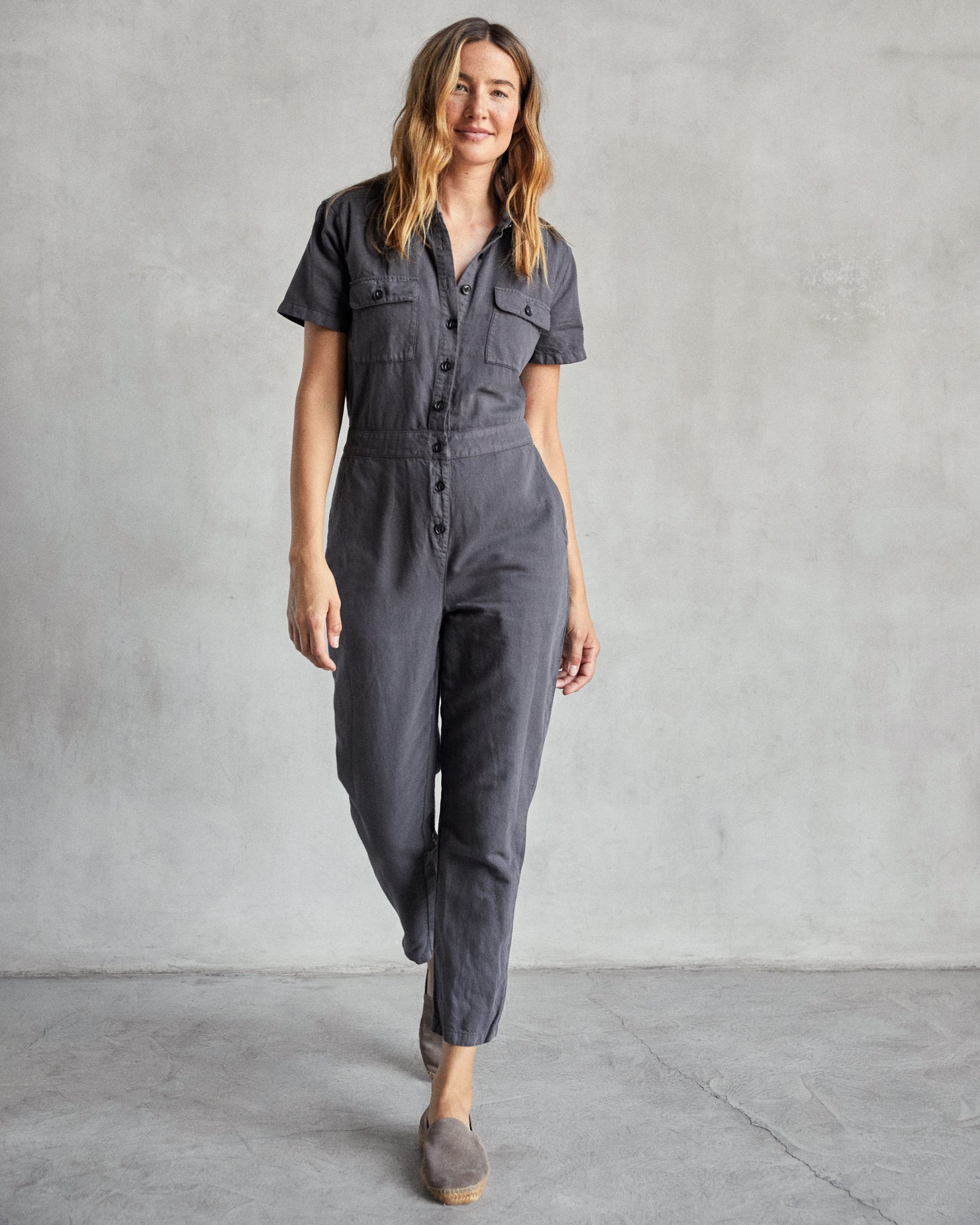 Outerknown S.E.A. Short Cotton Linen Jumpsuit purchases Romper Sea Glass Medium