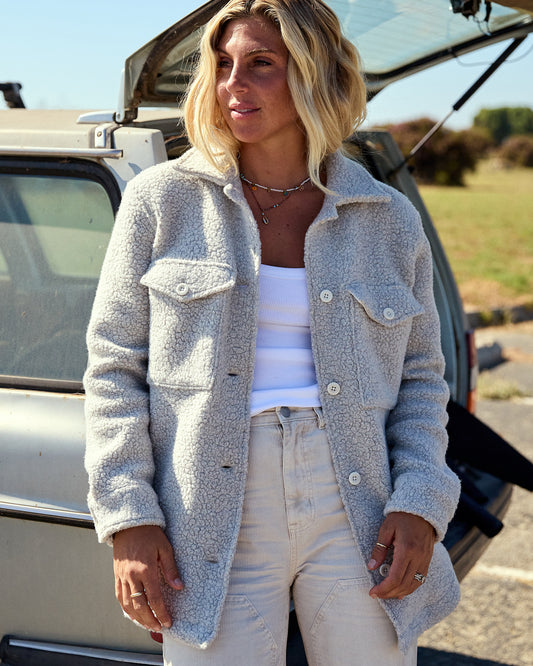 Wool shirt jacket women top
