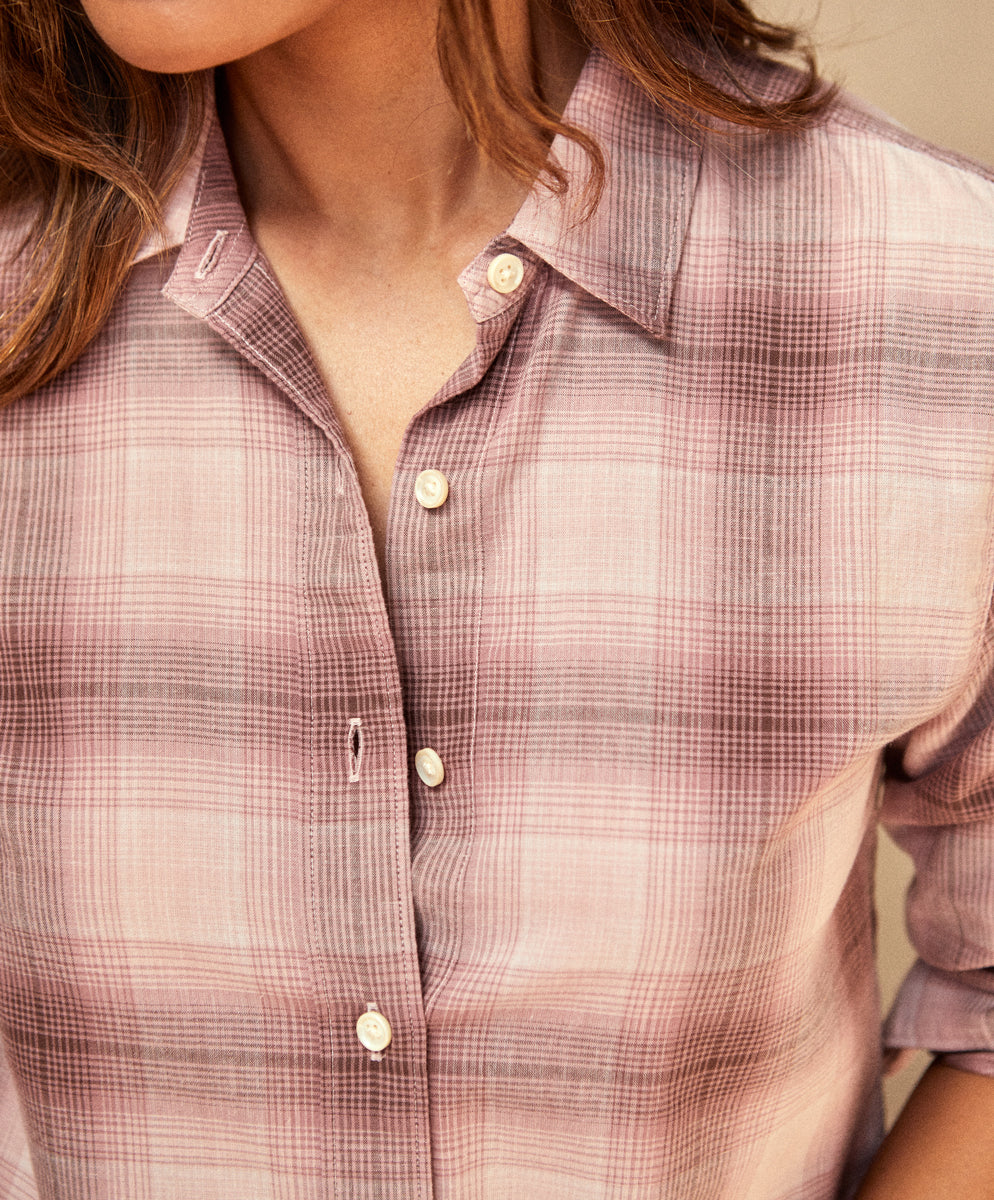 Outerknown Windrift Shirt Momento Pink Ombre Plaid