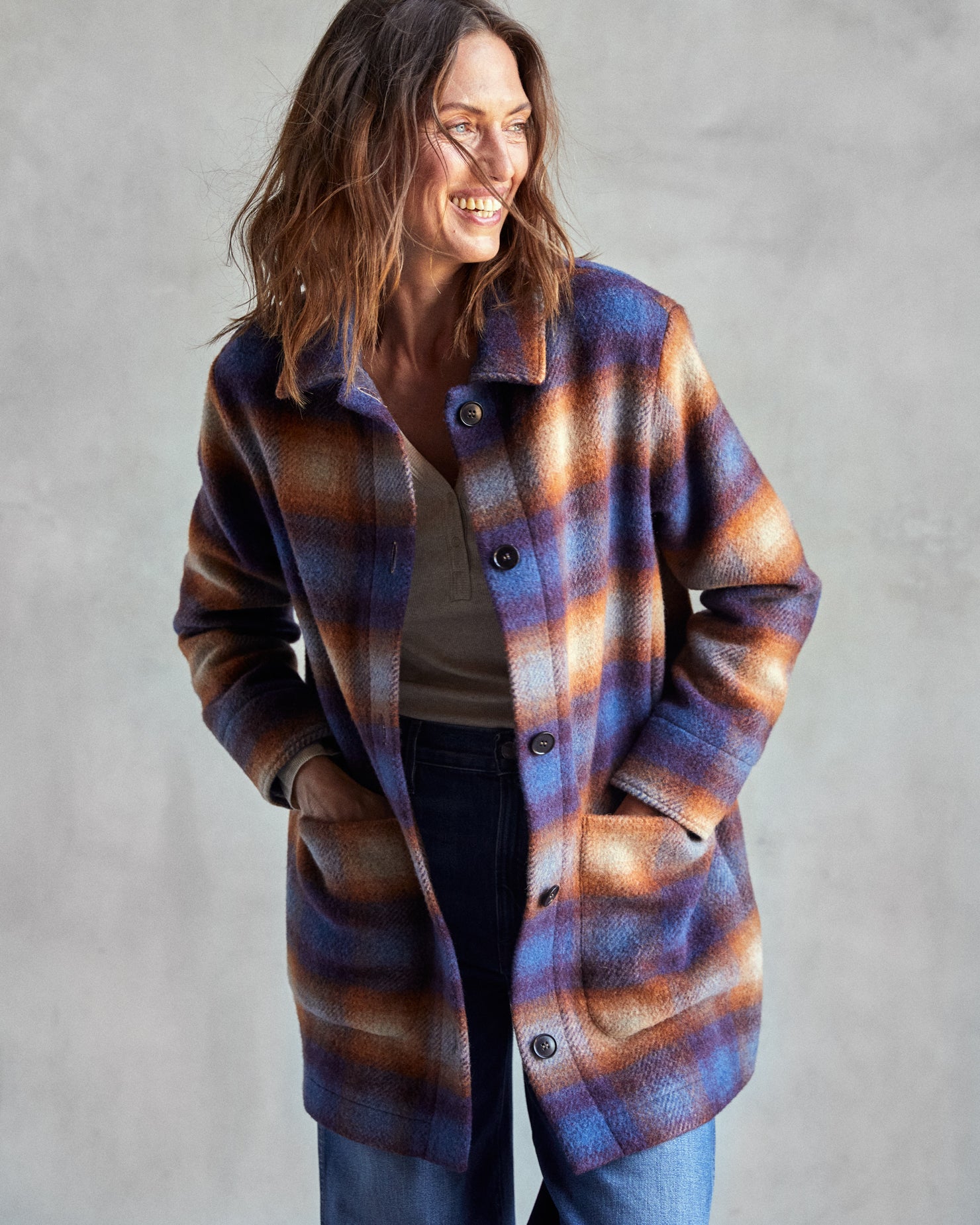 Plaid car coat womens sales